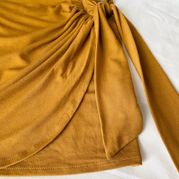 Bodycon Mini Mustard Wrap Skirt - Picture 2 of 7